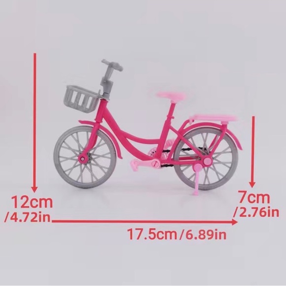 Pink Bicycle with Basket - for Critters, little dolls and Barbie. - Picture 6 of 12